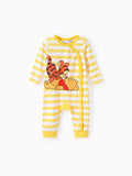 Disney Winnie the Pooh Baby Girl/Boy Stripe & Character Print Long-sleeve Jumpsuit Yellow