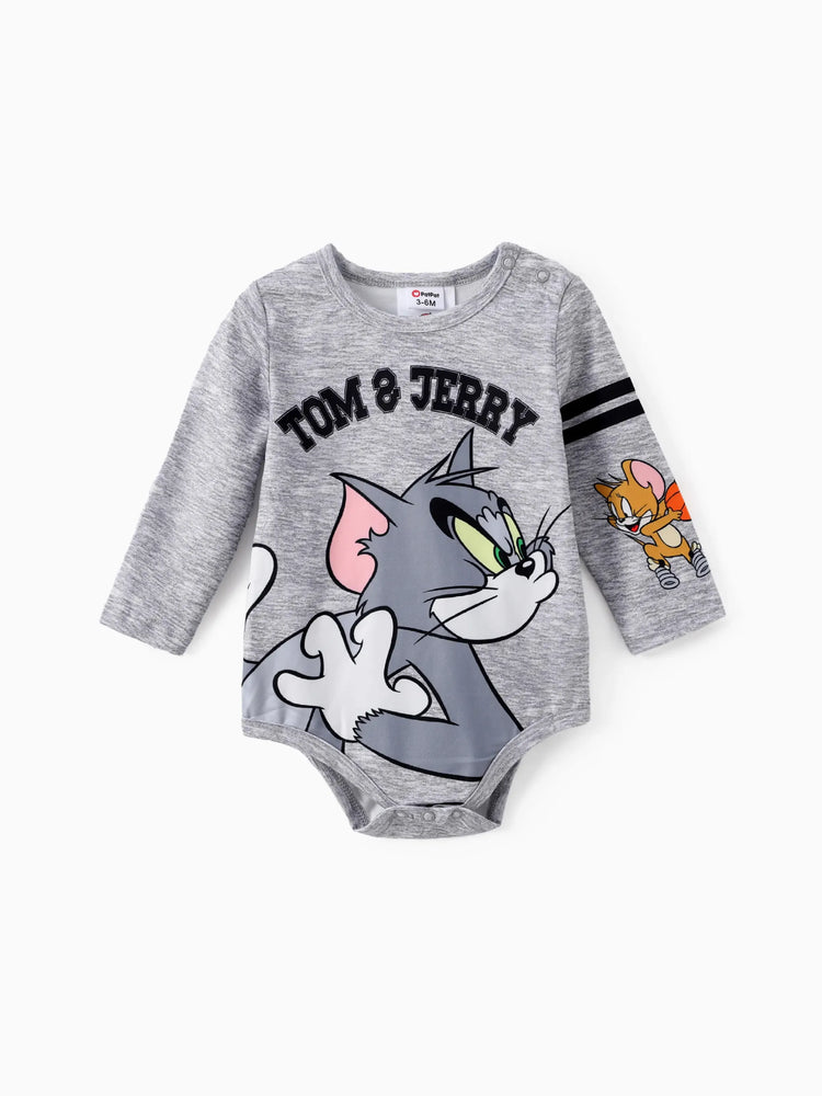 Body à manches longues imprimé personnages Tom et Jerry pour bébé garçon, gris