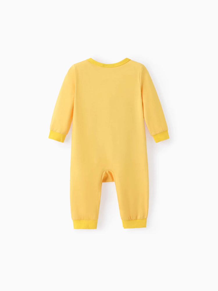 Combinaison imprimée Tom et Jerry pour bébé garçon/fille, motif mignon, jaune
