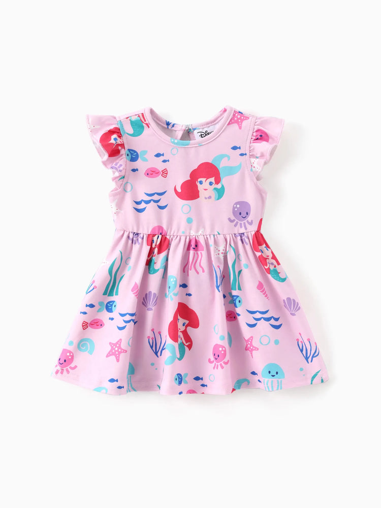 Ensemble 2 pièces Disney Princess Ariel Naia™ pour bébé fille, motif pieuvre, imprimé personnage sur le thème de l'océan, veste légère et robe rose