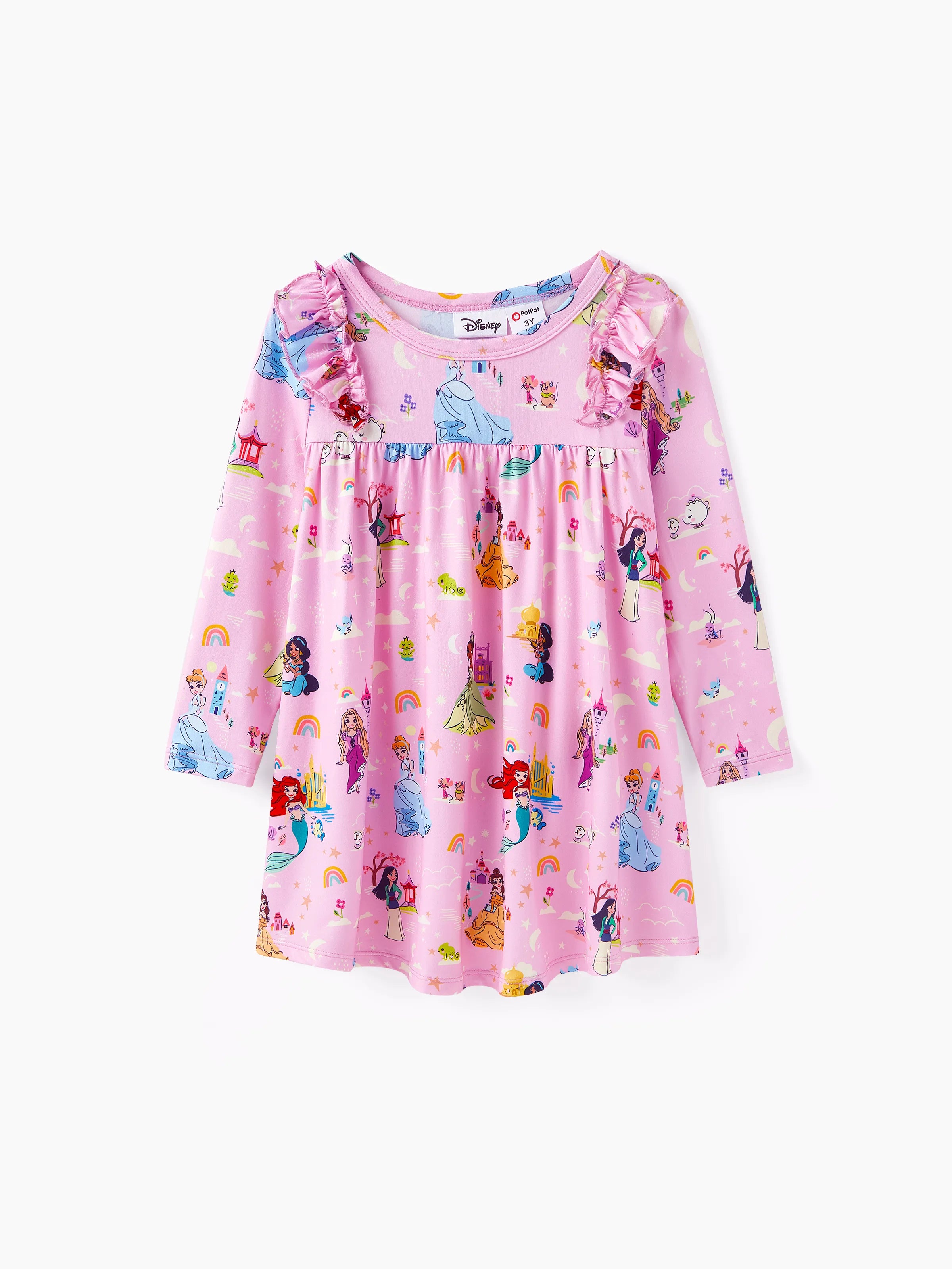 Disney Princess Toddler Girl Character Print Long-sleeve Dress Pink Disney Princess Toddler Girl Character Print Long-sleeve Dress Pink