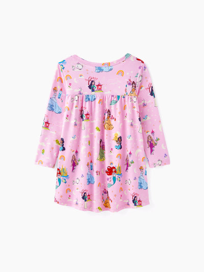Disney Princess Toddler Girl Character Print Long-sleeve Dress Pink