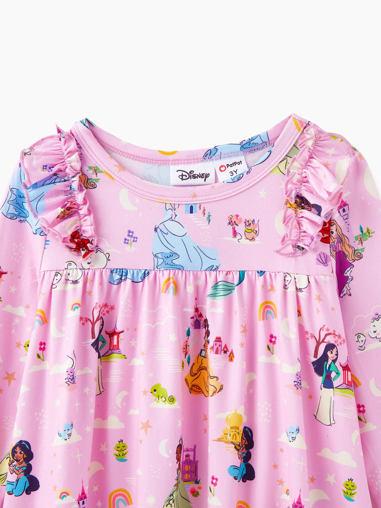 Disney Princess Toddler Girl Character Print Long-sleeve Dress Pink