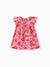 100% Baumwolle Baby Mädchen Allover Blumenprint Kleid mit Flatterärmeln Rosa