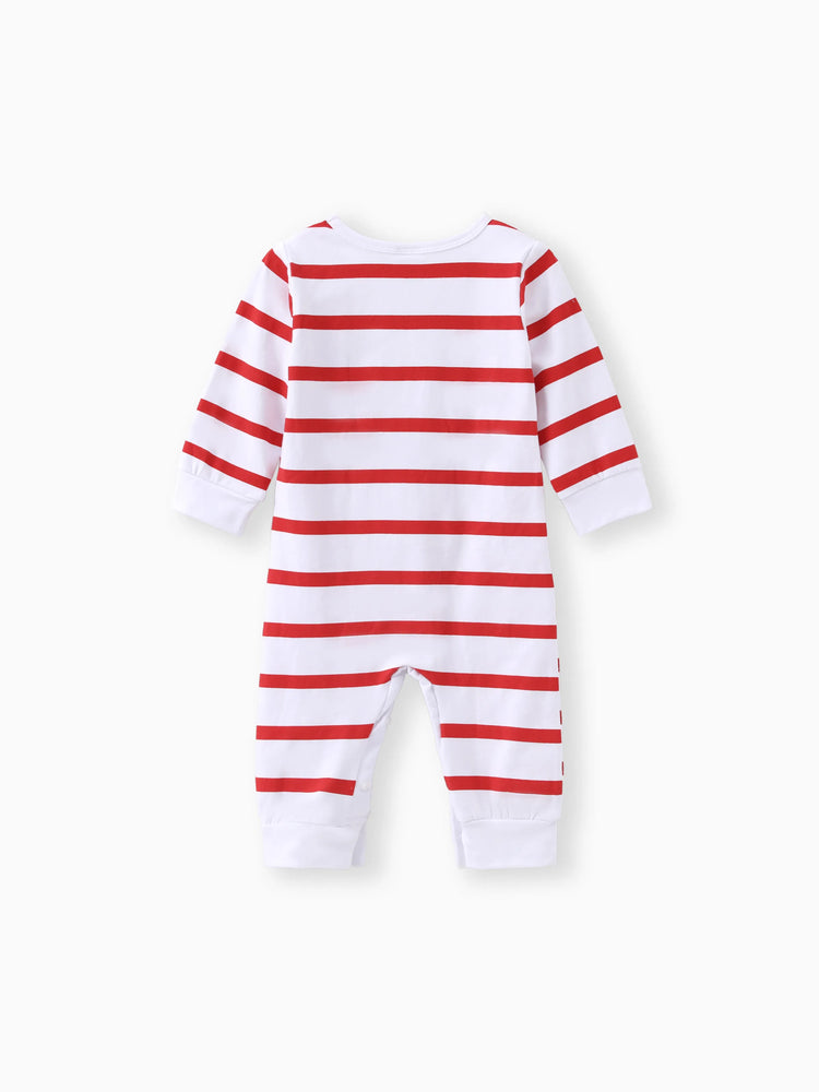 Baby Boy/Girl 95% Cotton Long-sleeve Love Heart Letter Print Stars/Striped Jumpsuit Red