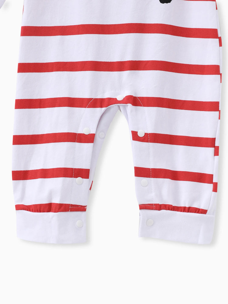 Baby Boy/Girl 95% Cotton Long-sleeve Love Heart Letter Print Stars/Striped Jumpsuit Red