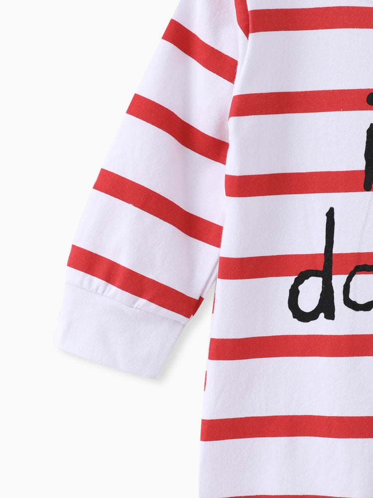 Baby Boy/Girl 95% Cotton Long-sleeve Love Heart Letter Print Stars/Striped Jumpsuit Red