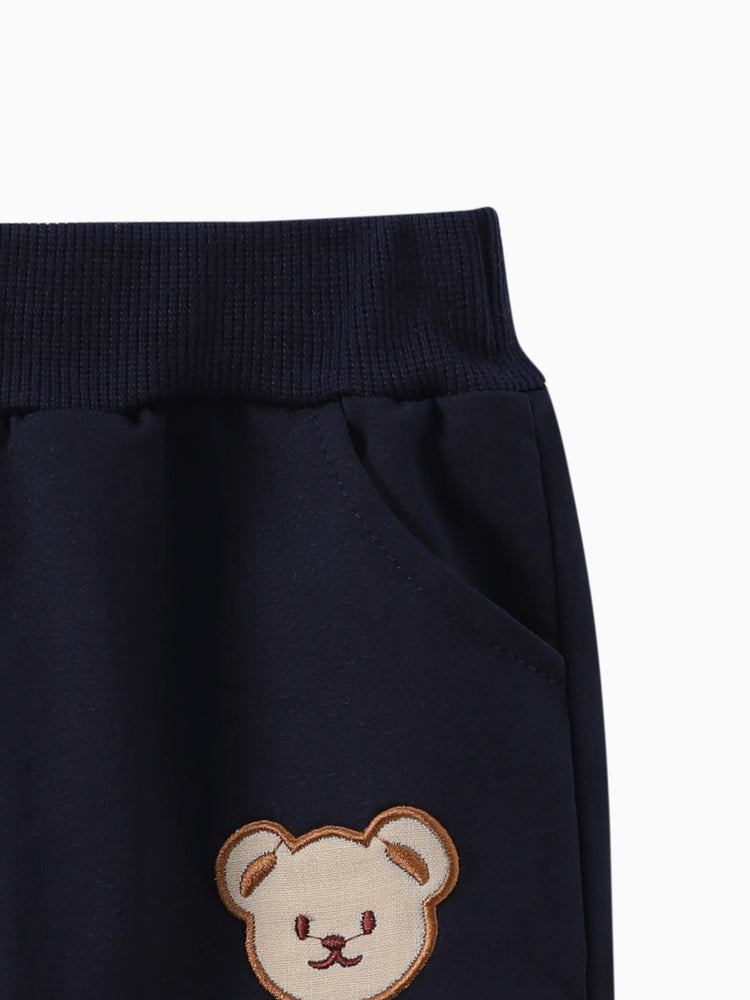 Baby/Toddler Girl/Boy Clothes 2pcs Bear Style Sweatshirt and Pants Set Dark Blue