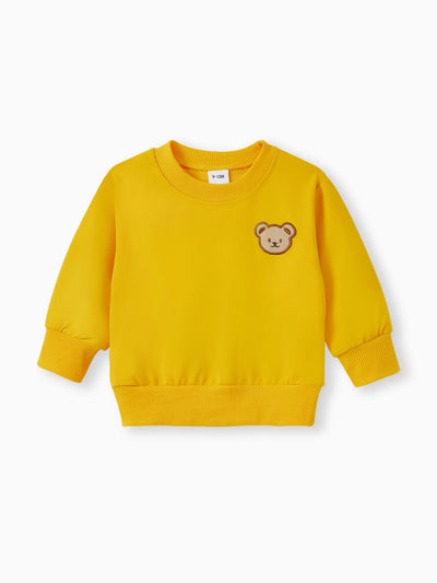 Ensemble 2 pièces sweat-shirt et pantalon style ours pour bébé/enfant fille/garçon, jaune