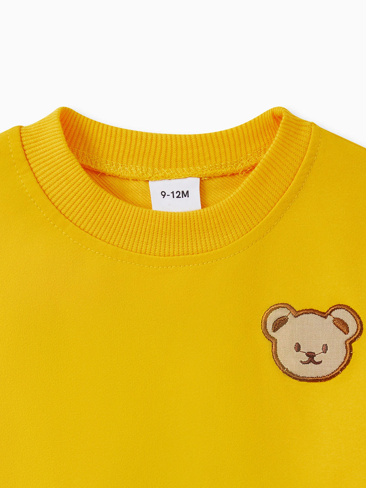 Baby/Toddler Girl/Boy Clothes 2pcs Bear Style Sweatshirt and Pants Set Yellow