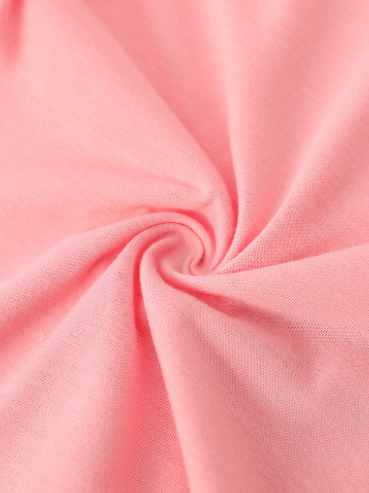 Barboteuse à manches courtes pour bébé fille, imprimé lapin, rose