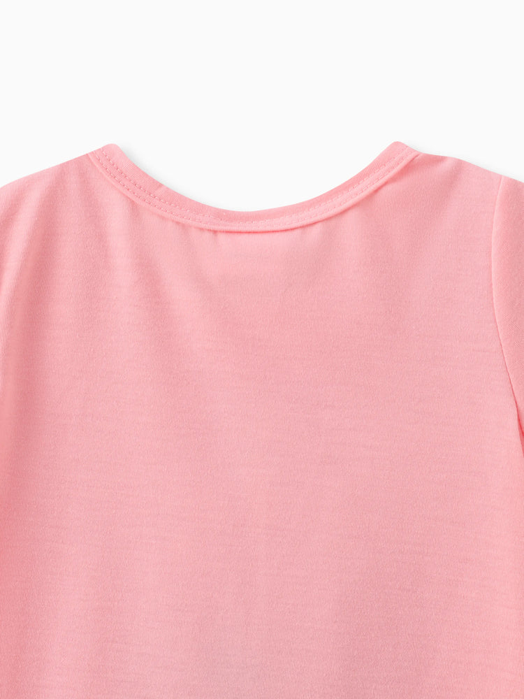 Barboteuse à manches courtes pour bébé fille, imprimé lapin, rose