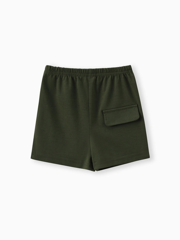 2-teiliges Baby-Jungen-Set mit Kurzarm-T-Shirt und einfarbigen Shorts Armeegrün