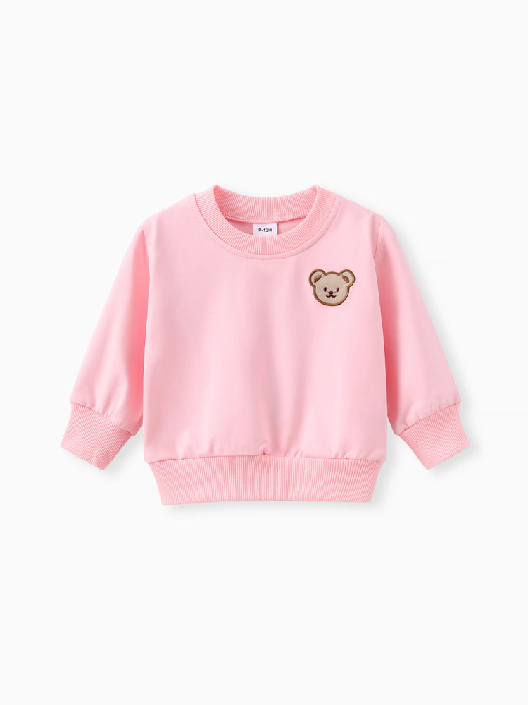Baby/Toddler Girl Clothes 2pcs Bear Style Sweatshirt and Pants Set Pink