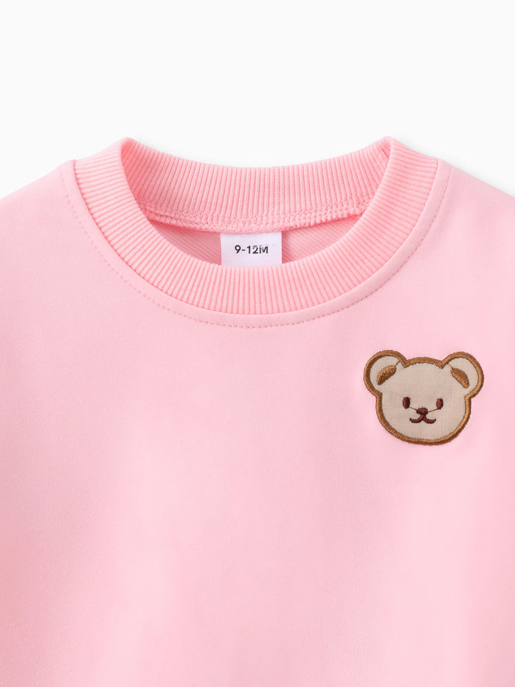 Baby/Toddler Girl Clothes 2pcs Bear Style Sweatshirt and Pants Set Pink