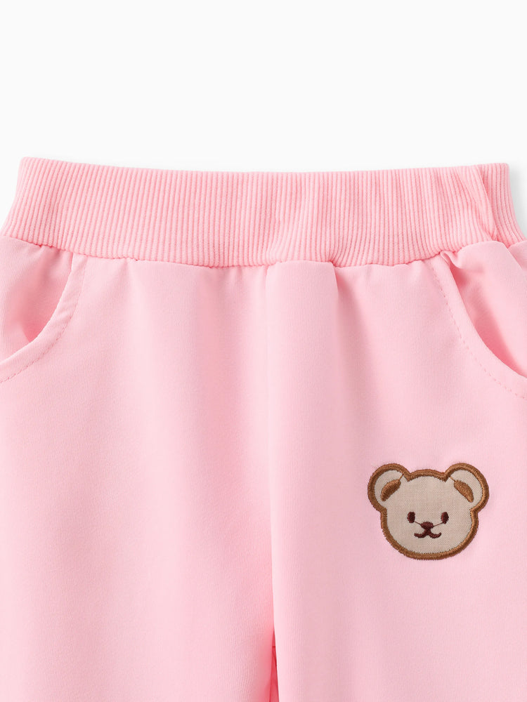 Baby/Toddler Girl Clothes 2pcs Bear Style Sweatshirt and Pants Set Pink