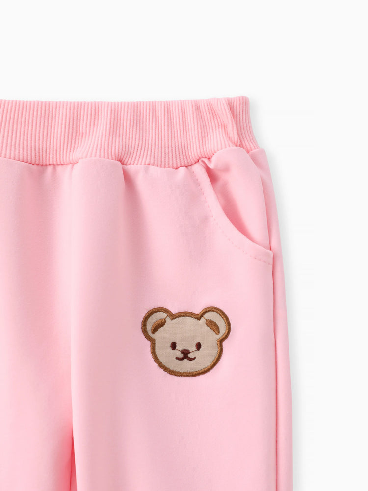 Baby/Toddler Girl Clothes 2pcs Bear Style Sweatshirt and Pants Set Pink