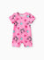 Barboteuse à manches courtes pour bébé fille, imprimé lapin, rose foncé