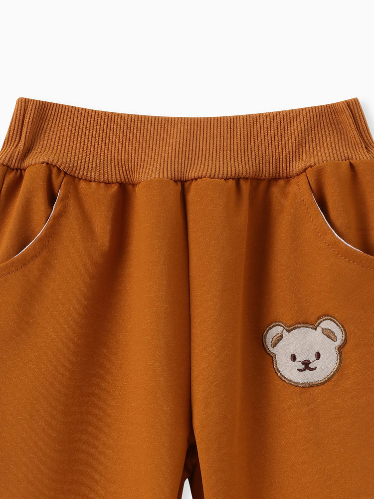 Baby/Toddler Boy Clothes 2pcs Bear Style Sweatshirt and Pants Set Brown