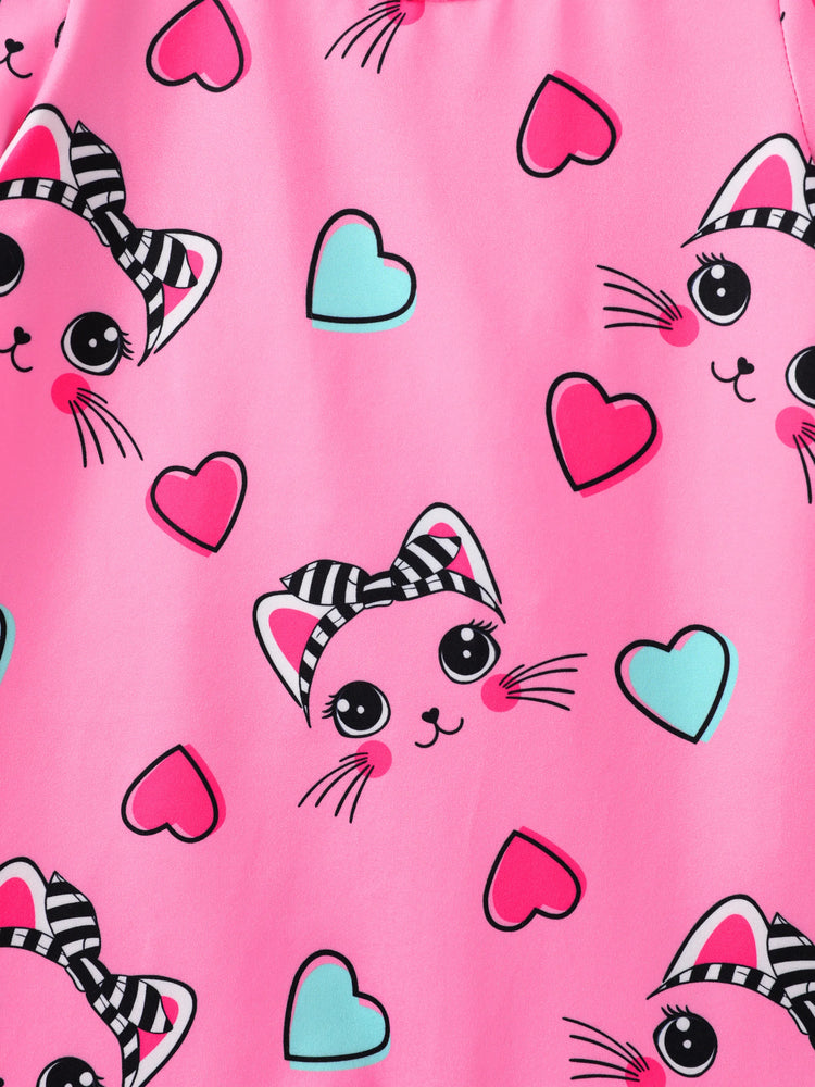 Barboteuse à manches courtes pour bébé fille, imprimé lapin, rose foncé