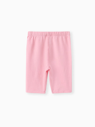 Toddler/Kid Girl Solid Color Cotton Leggings Shorts Pink