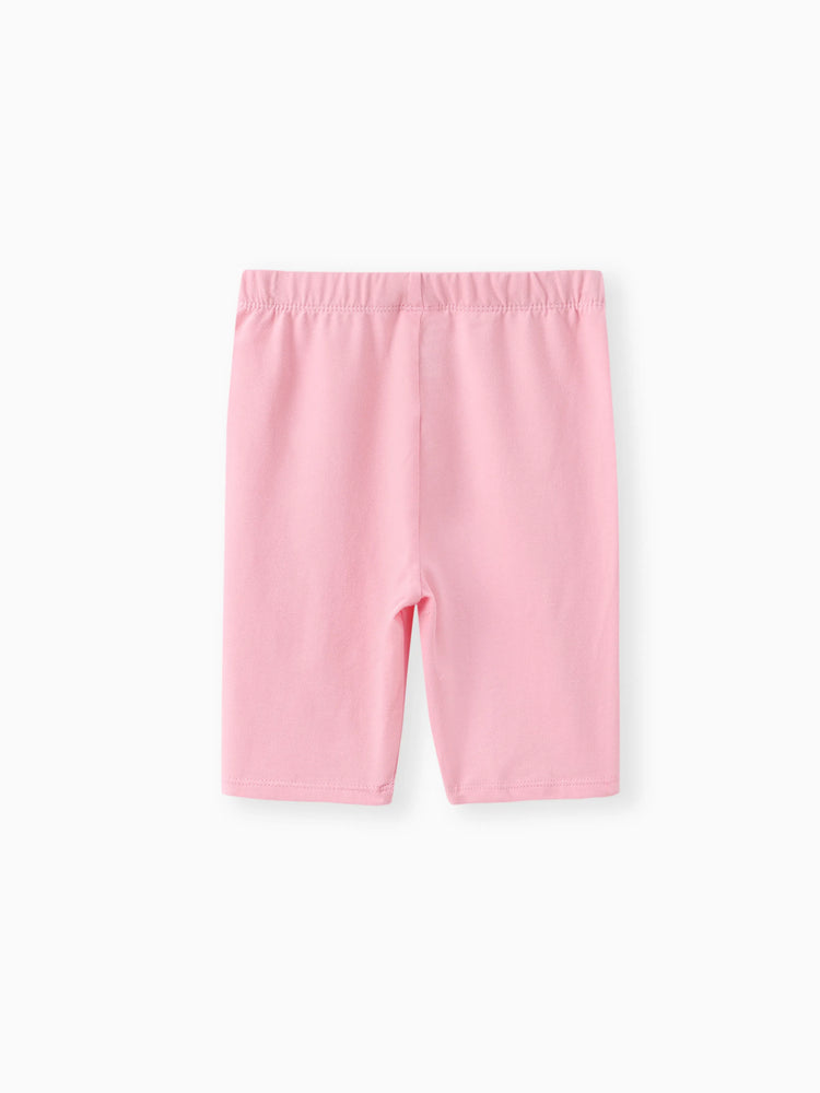 Toddler/Kid Girl Solid Color Cotton Leggings Shorts Pink