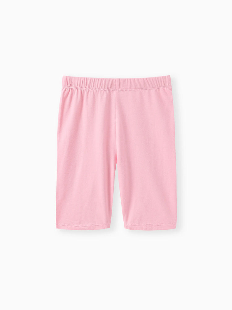 Toddler/Kid Girl Solid Color Cotton Leggings Shorts Pink