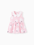 Baby Girl Clothing 100% Cotton Peter Pan Collar Floral Print Tank Dress Light Pink