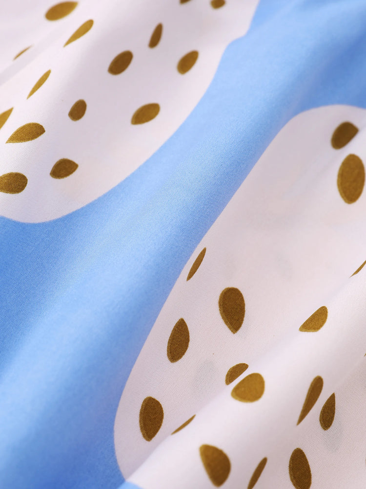 Baby Girl Strawberry Print Flutter-sleeve Dress Blue