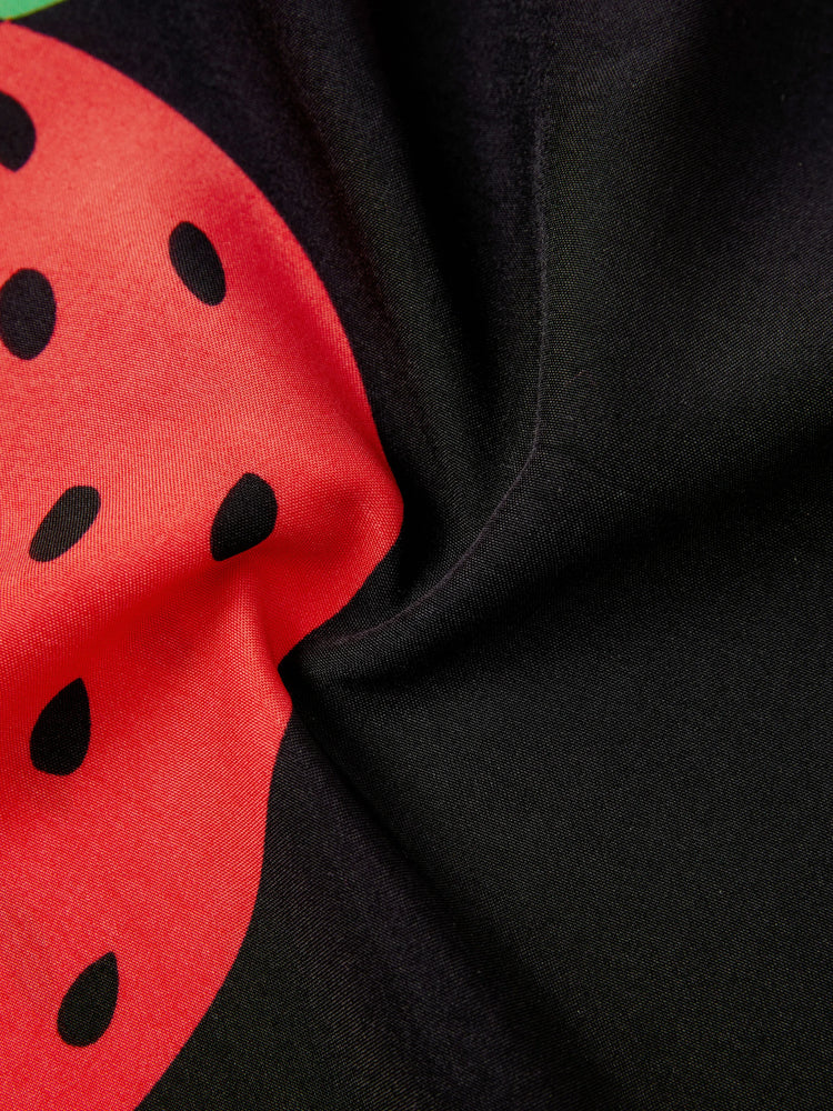 Baby Girl Strawberry Print Flutter-sleeve Dress Red