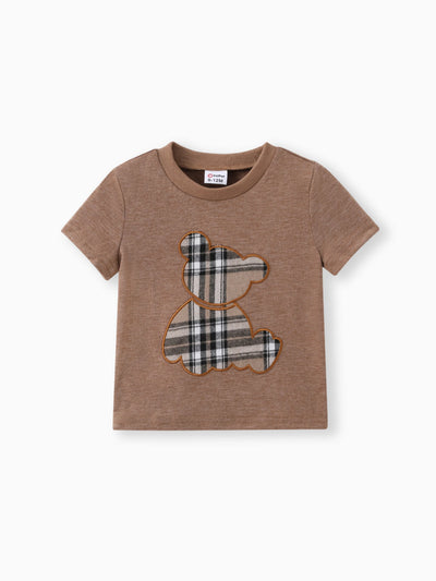 Baby Boy 2pcs Bear Style Short-sleeve Tee & Shorts Set Brown