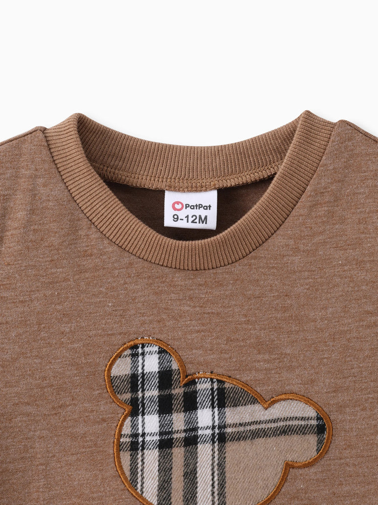 Ensemble 2 pièces t-shirt à manches courtes et short style ours pour bébé garçon, marron