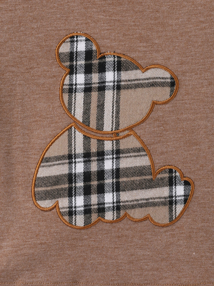 Ensemble 2 pièces t-shirt à manches courtes et short style ours pour bébé garçon, marron