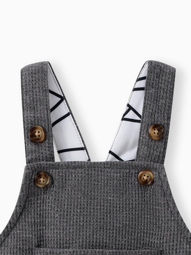 Salopette bébé garçon à imprimé gaufré et poches plaquées sur le devant, grise