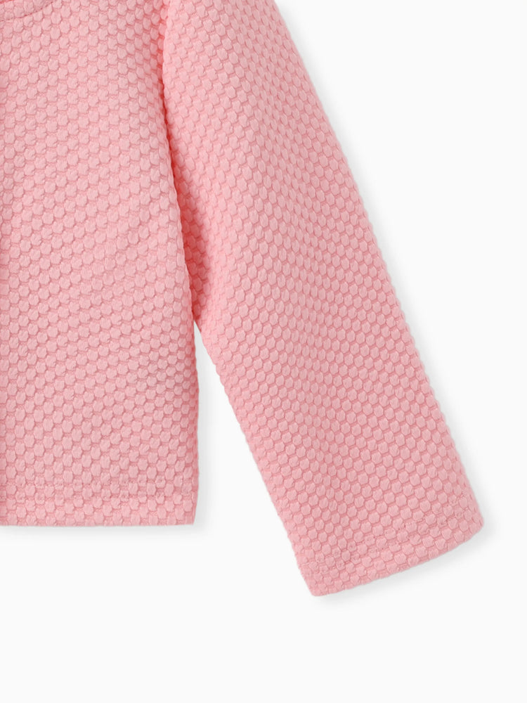 Ensemble 2 pièces pour bébé fille : veste texturée à manches longues et boutons sur le devant, et robe débardeur à empiècements en maille à motif floral, rose