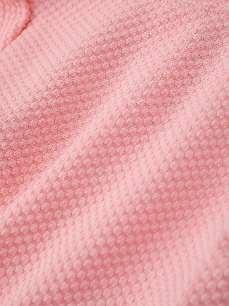 Ensemble 2 pièces pour bébé fille : veste texturée à manches longues et boutons sur le devant, et robe débardeur à empiècements en maille à motif floral, rose