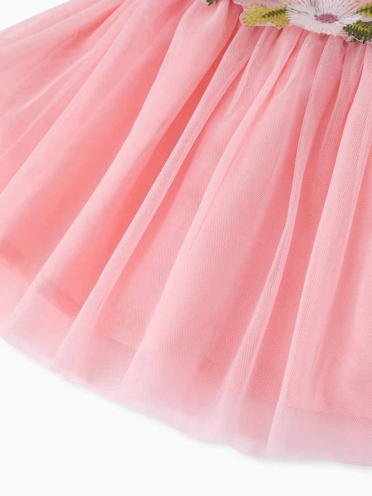 Ensemble 2 pièces pour bébé fille : veste texturée à manches longues et boutons sur le devant, et robe débardeur à empiècements en maille à motif floral, rose