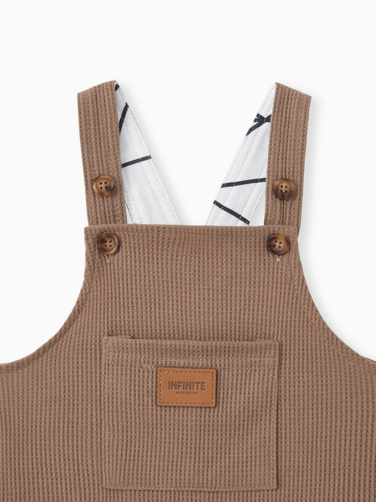 Salopette bébé garçon à imprimé gaufré et poches plaquées sur le devant, kaki