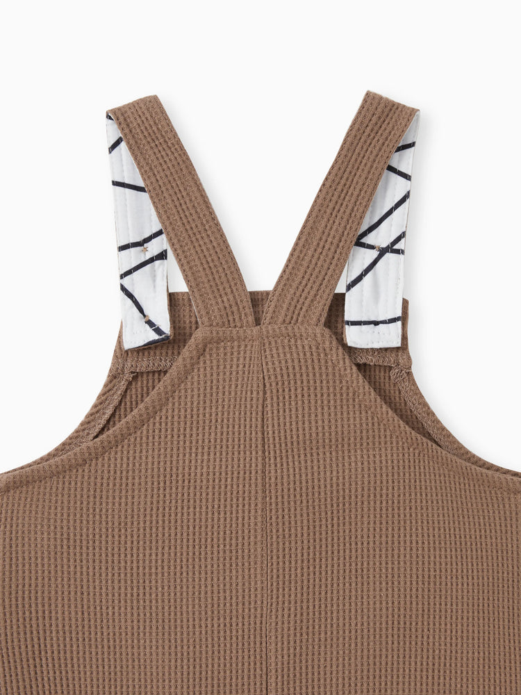 Salopette bébé garçon à imprimé gaufré et poches plaquées sur le devant, kaki