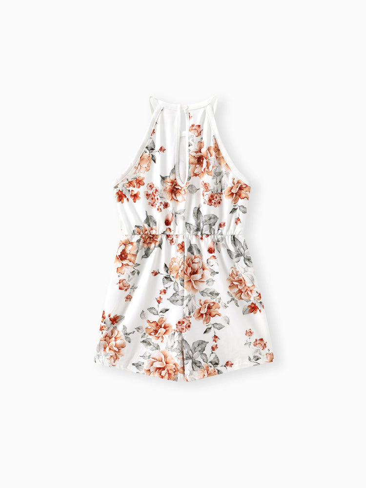 Combinaison dos nu à imprimé floral pour fille beige