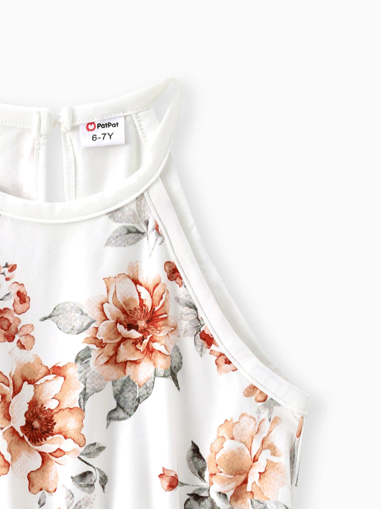 Combinaison dos nu à imprimé floral pour fille beige