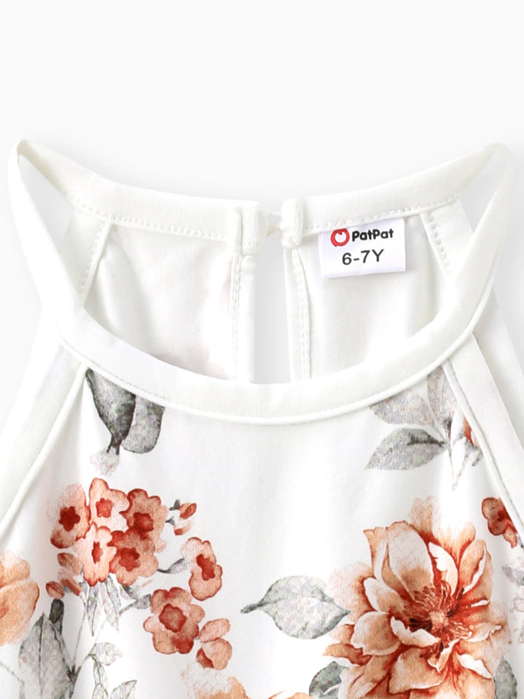 Combinaison dos nu à imprimé floral pour fille beige