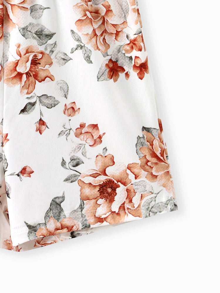 Combinaison dos nu à imprimé floral pour fille beige