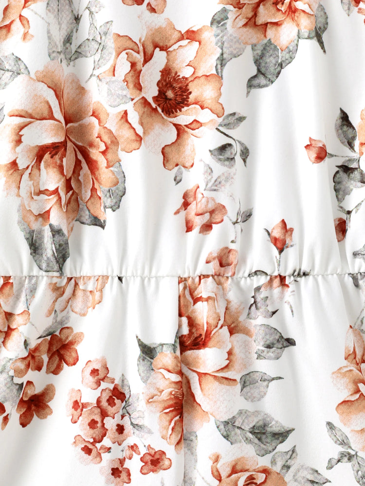 Combinaison dos nu à imprimé floral pour fille beige