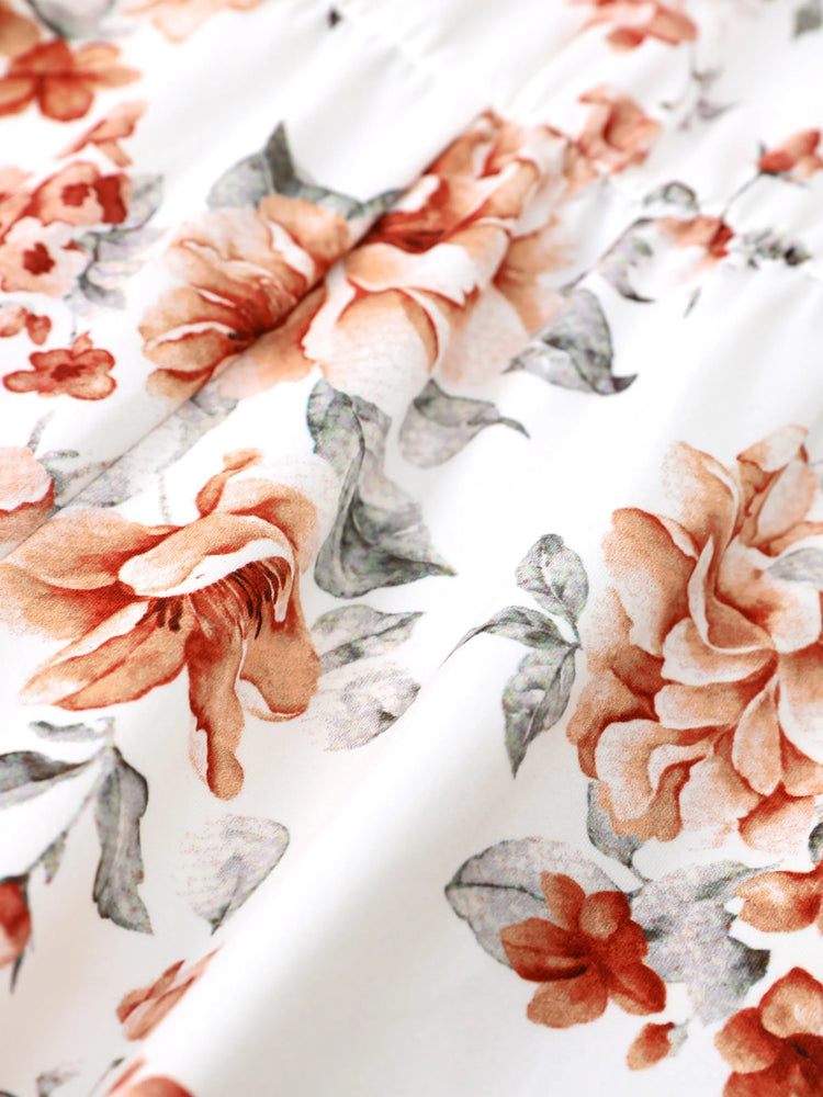 Combinaison dos nu à imprimé floral pour fille beige