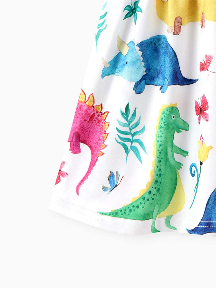 Toddler Girl Animal Dinosaur Print Sleeveless Dress Multi-color