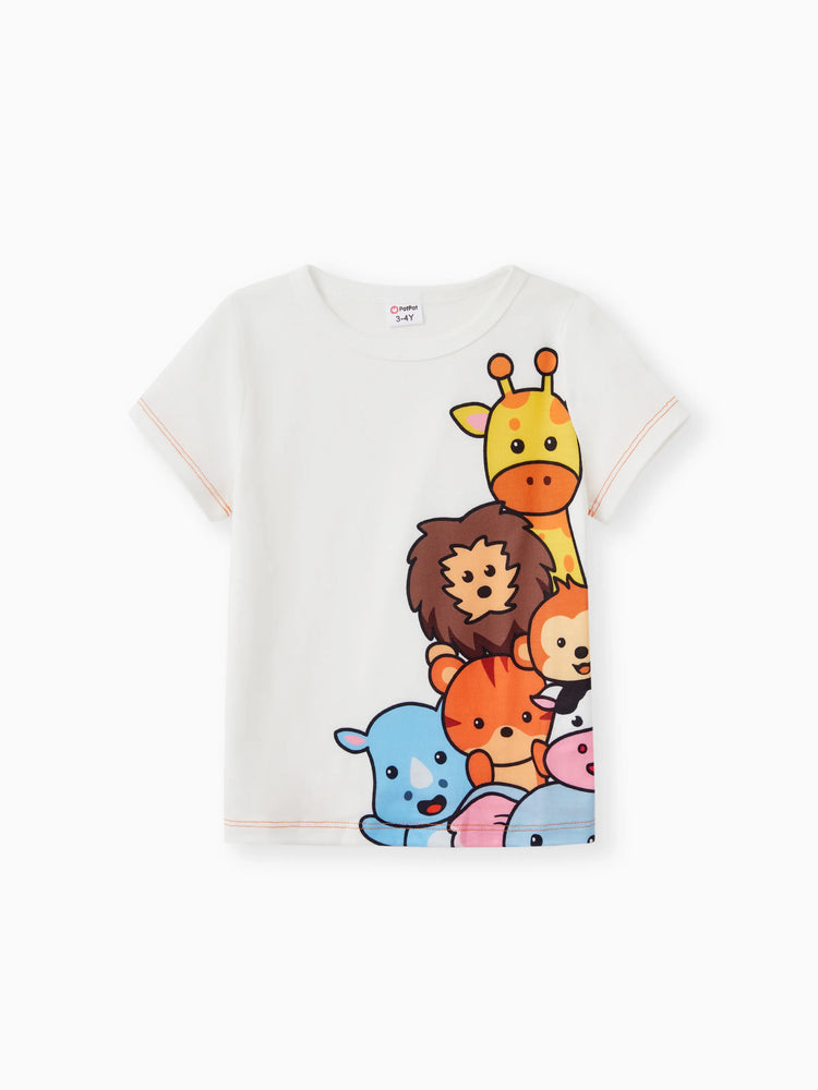 Toddler Boy Animal Giraffe Print Short-sleeve Tee White