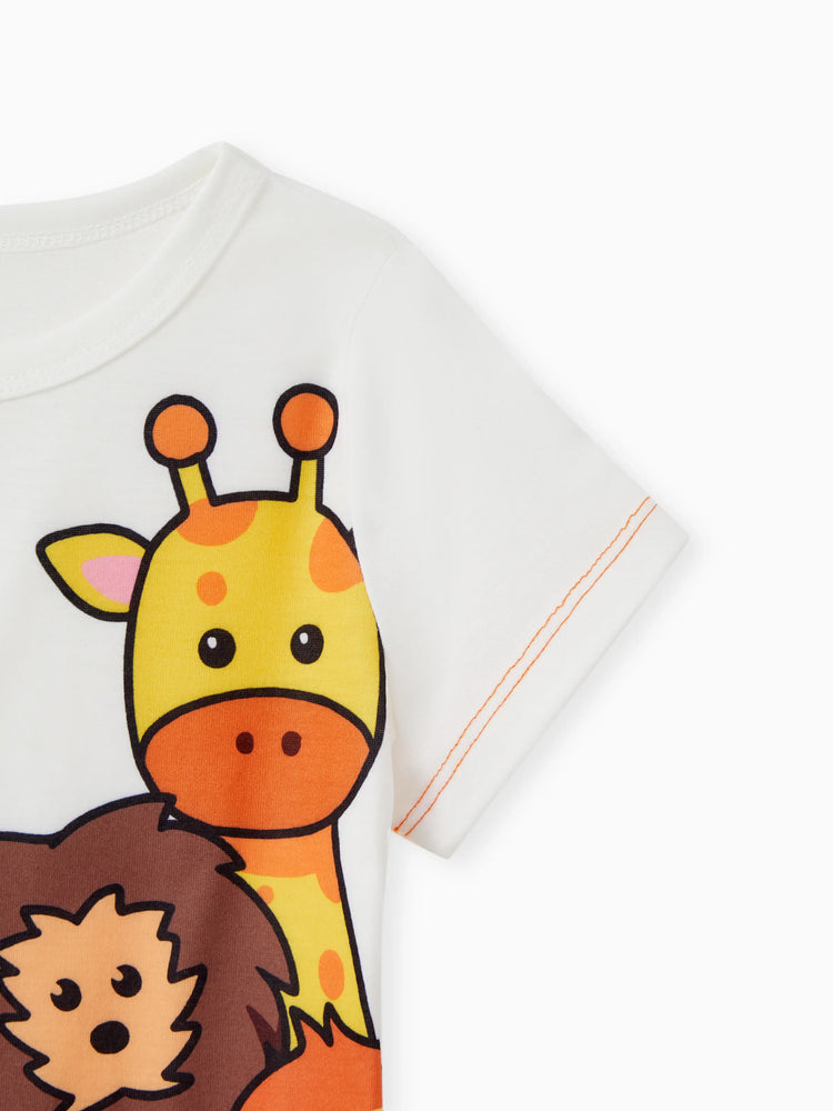Toddler Boy Animal Giraffe Print Short-sleeve Tee White