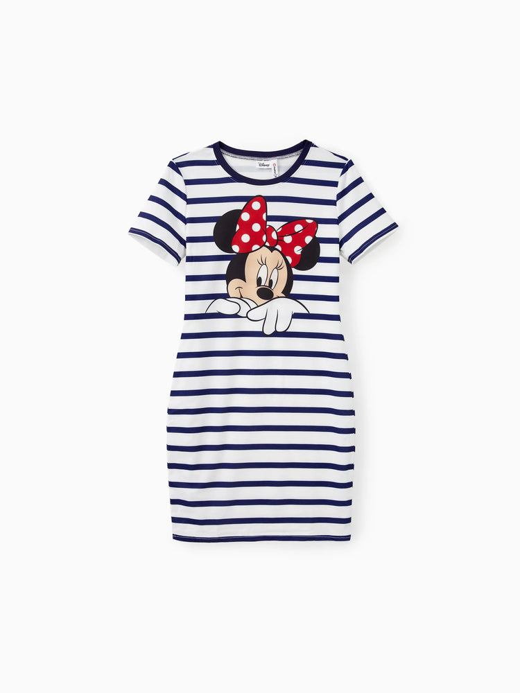 Mommy and Me Disney Mickey and Friends Family Matching Stripe & Character Print Short-sleeve Naia™Dresses and T-shirts Sets COLOREDSTRIPES