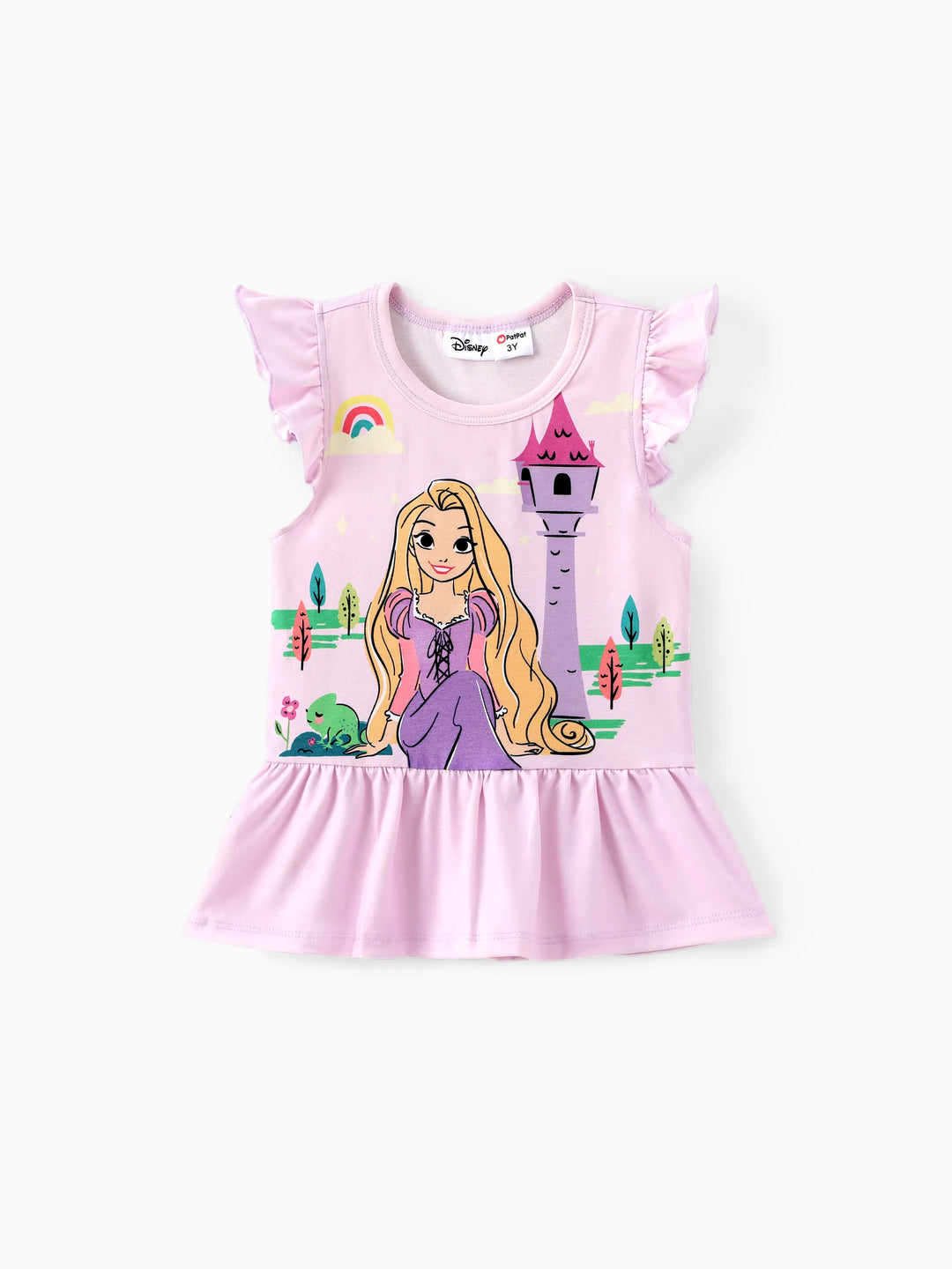 Ensemble 2 pièces Disney Princesse Naia™ Raiponce pour petite fille, haut à volants et leggings rayés, rose